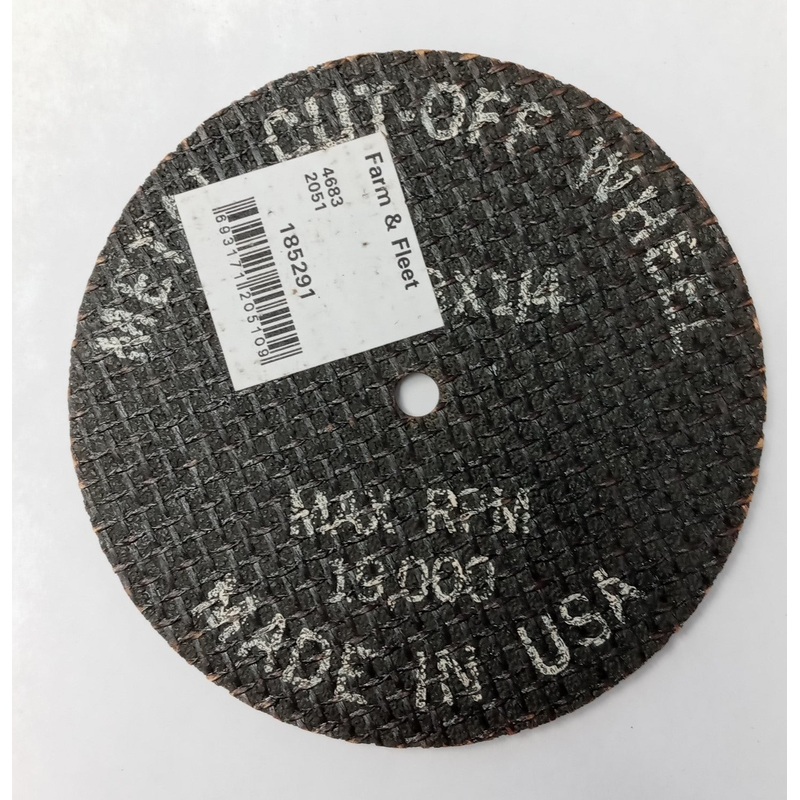 Farm & Fleet 185291 / 2051 Metal Cut Off Wheel  4 x 1/8  x 1/4 USA