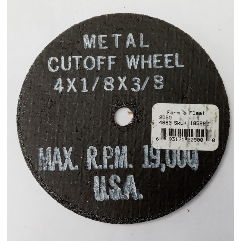 Farm & Fleet 185292 / 2050 Metal Cut Off Wheel  4 x 1/8  x 3/8 USA