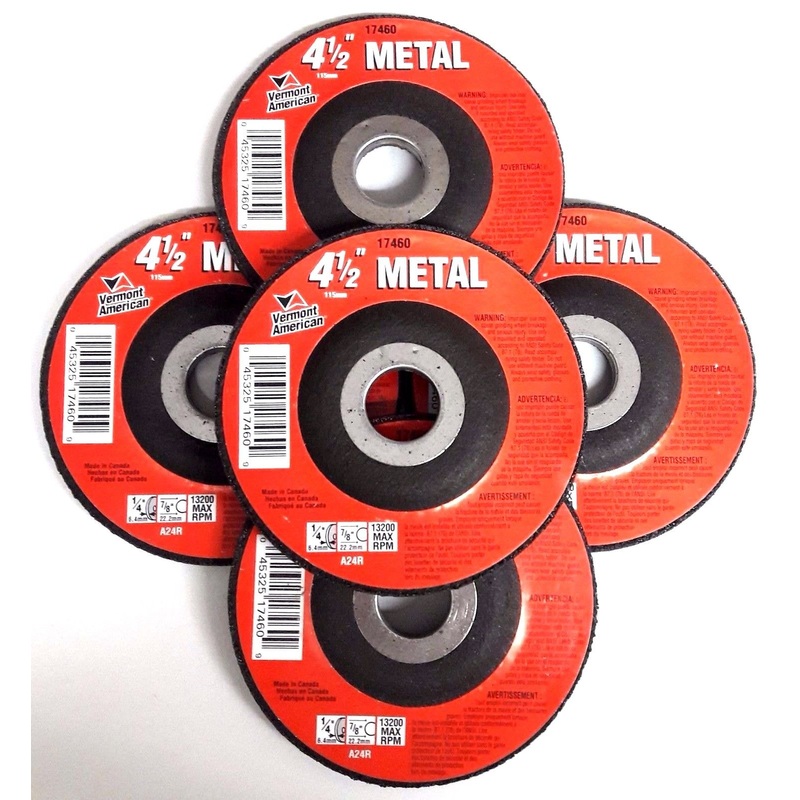 Vermont American 17460 Type 27 4-1/2" x 1/4" x 7/8" Metal Abrasive Wheel 5PCS