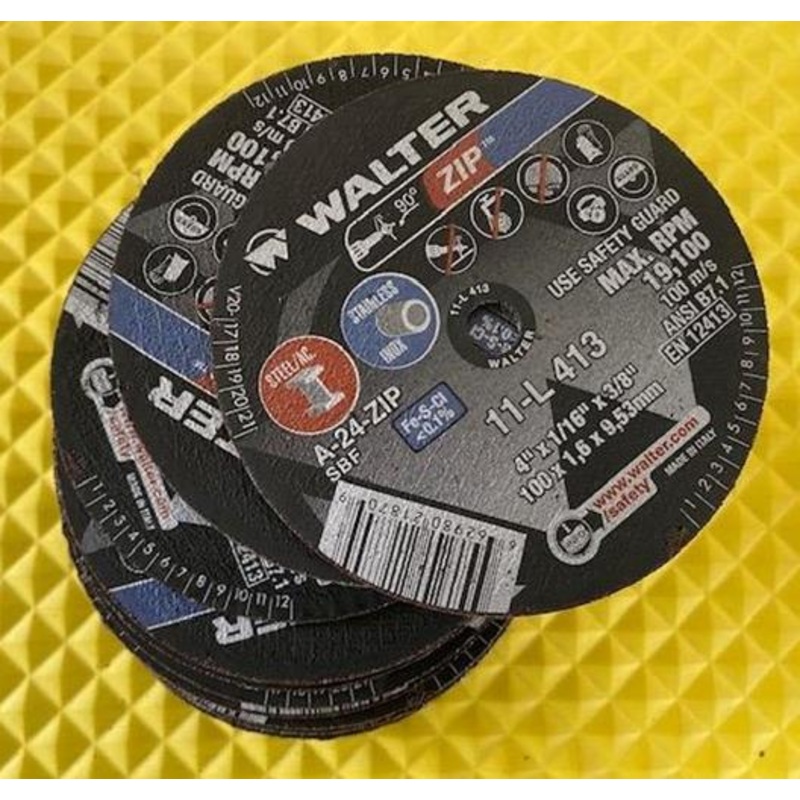 Walter Zip 11-L 413 Type 1 Cut-Off Wheel 4" Dia x 1/16" x 3/8" Arbor Italy 21pcs