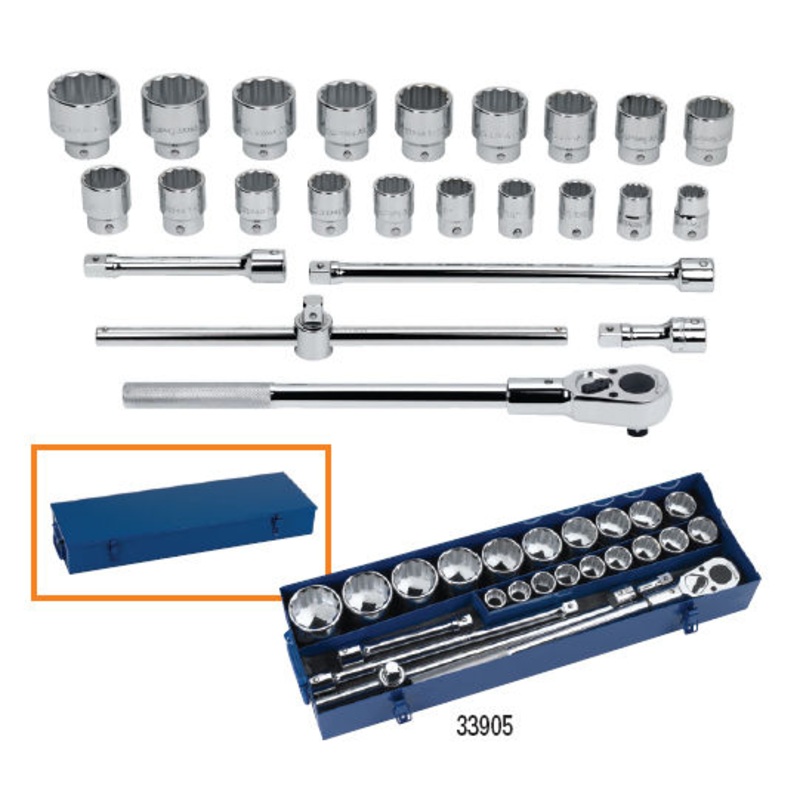 Williams Tools 33905 3/4" Dr 25pc Huge Socket Ratchet Set Metal Box 7/8"  2-1/4"