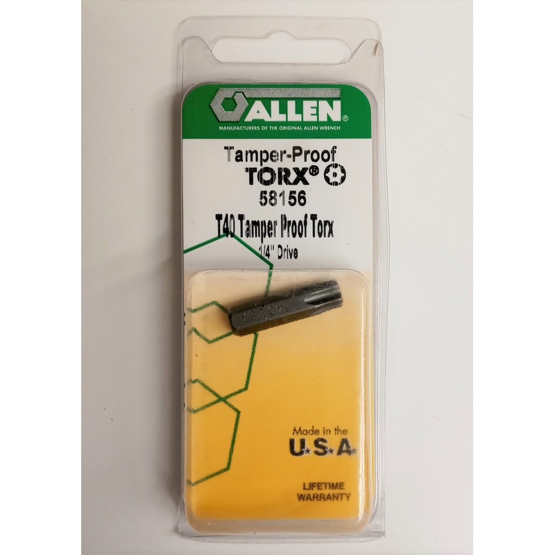 Allen 58156 T40 1/4" Drive Tamper Proof Torx Insert Bit USA