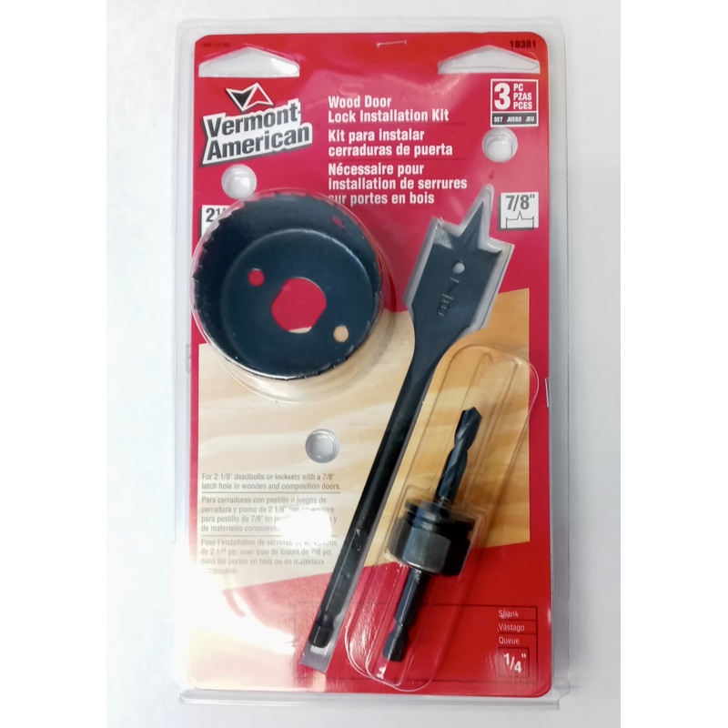 Vermont America 18381 Wood Door Lock 2-1/8" & 7/8" Installation Kit