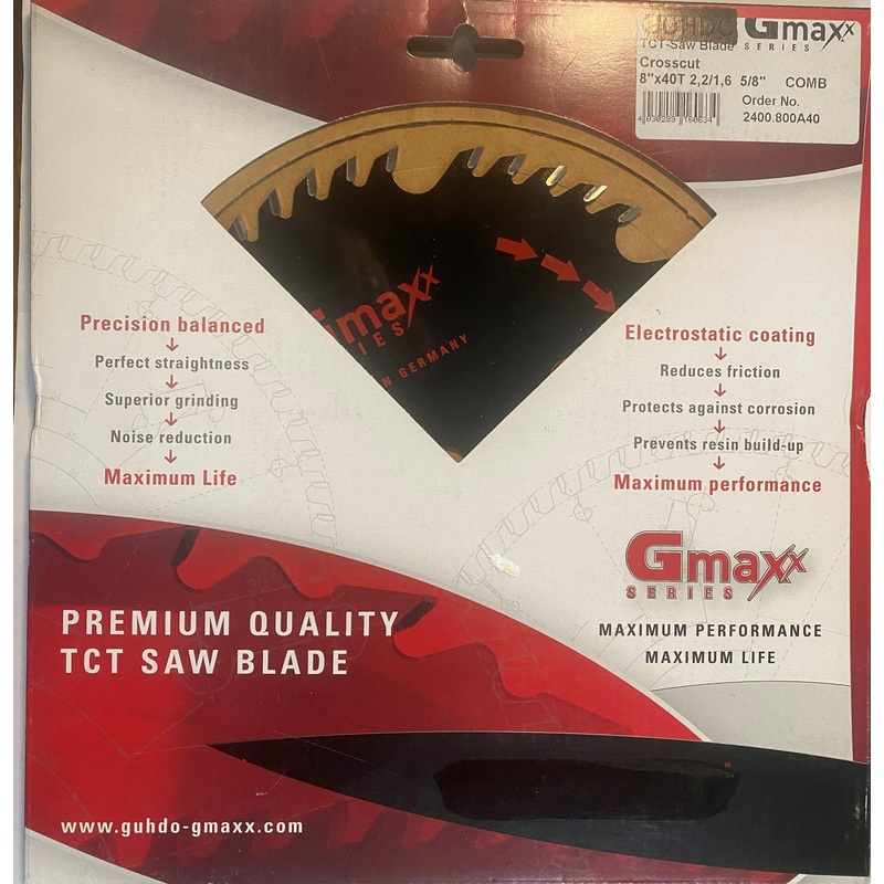 Gmaxx 2400.800A40 8" x 40 Teeth Carbide Tipped Combo Circular Saw Blade German