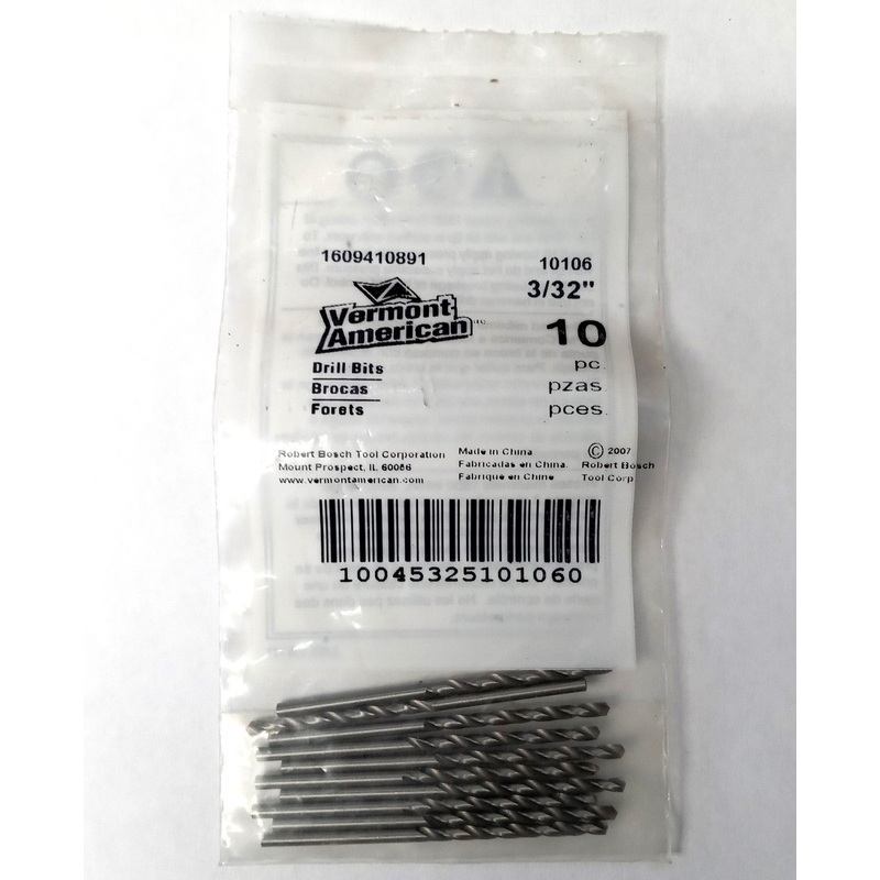 Vermont American 10106 3/32" Drill Bits 10pc