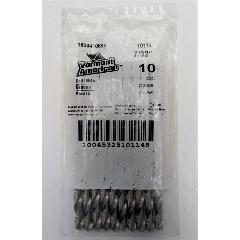 Vermont American 10114 7/32" Drill Bits 10pcs