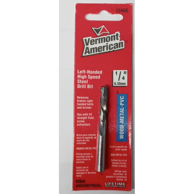 Vermont American 13466 Left Handed HSS 1/4" Drill Bit