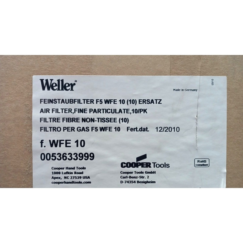Weller 0053633999 10pc Fine Particulate Air Filter for WFE10 Germany