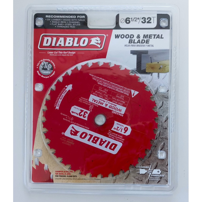Diablo D0632GP 6-1/2" x 32 Tooth Wood & Metal Cutting Saw Blade Italy
