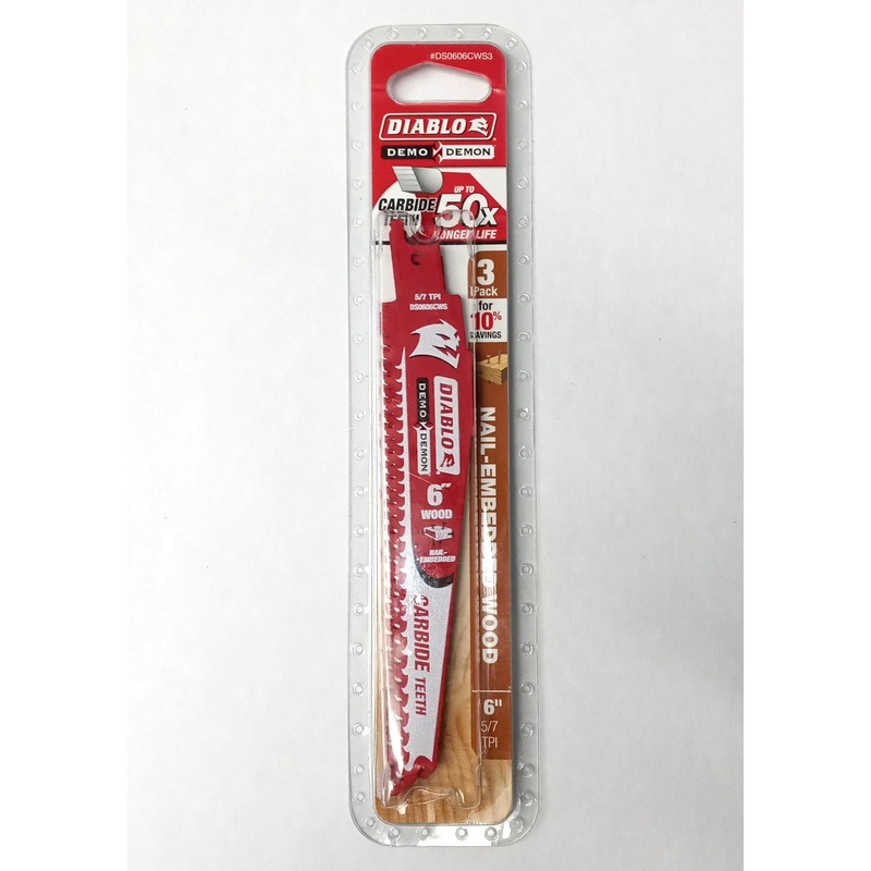 Diablo DS0606CWS3 6" x 6/9 TPI Wood Cutting Reciprocating Saw Blade Swiss 3-pack