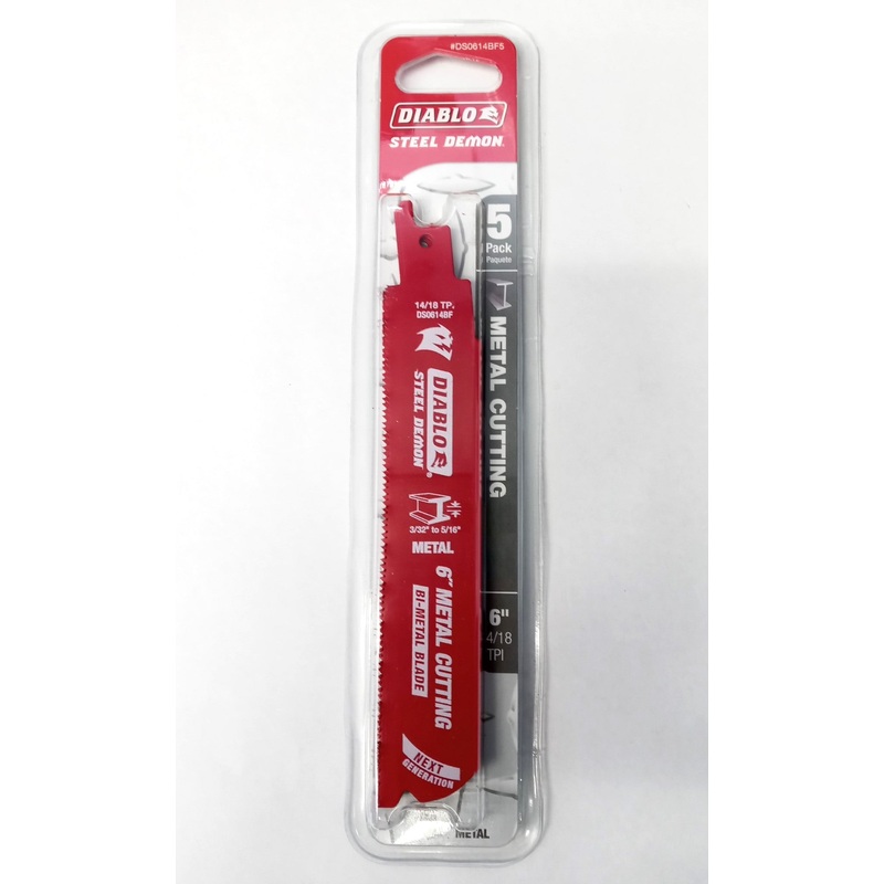 Diablo DS0614BF5 6" 14/18 TPI Bimetal Reciprocating Steel Demon Saw Blade 5-Pack