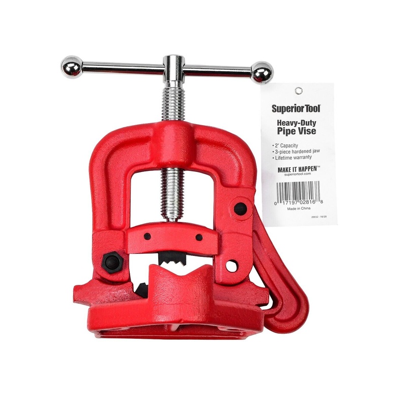 Superior Tool 2816 1/8" to 2" Heavy Duty Bench Pipe Yoke Vise