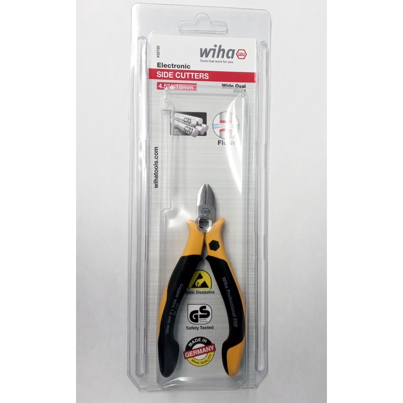 Wiha 32720 Flush Wide ESD Oval Head Precision Cutters Germany