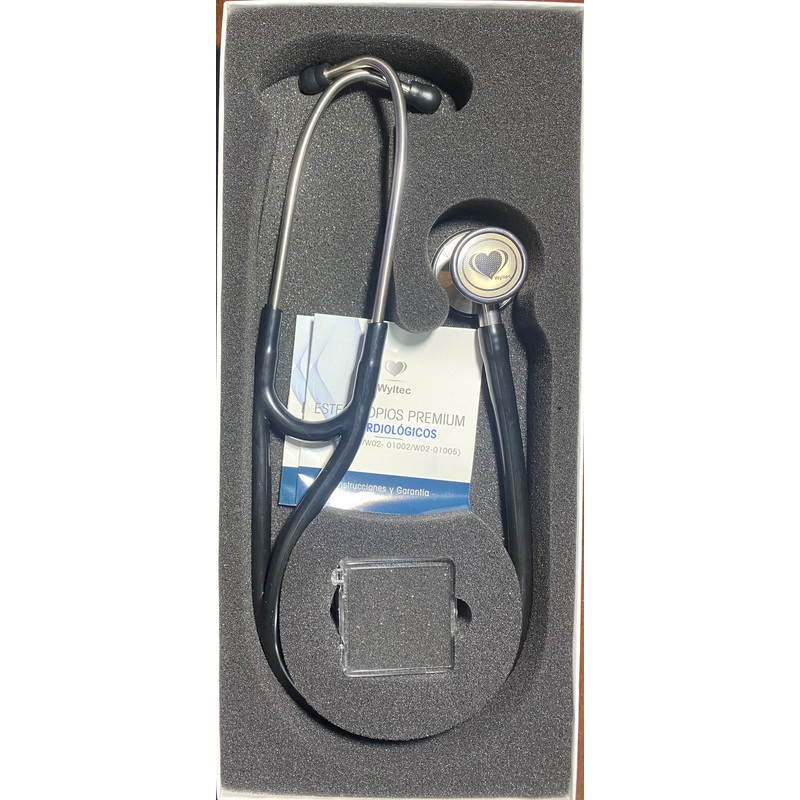 Wyltec W02-01005 Deluxe Cardiology Stethoscope Dual Head Stainless Steel (Black)