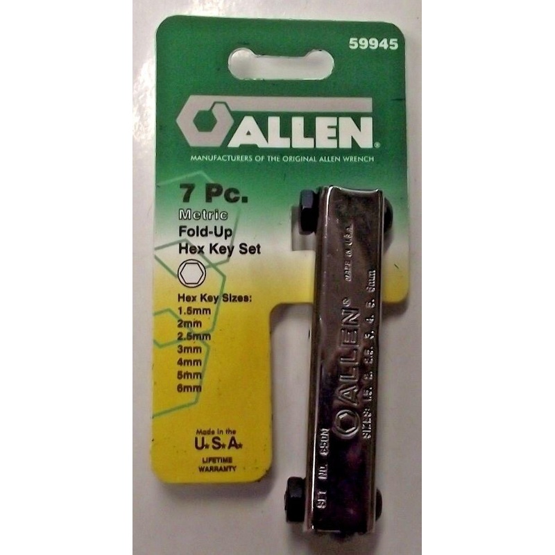 Allen 59945 7pc Metric Hex Key Set Fold-up Set USA