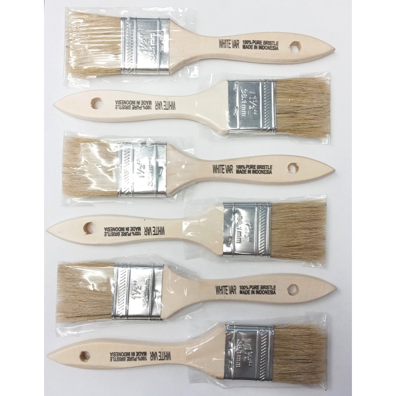 Advance 89697 White VAR 1-1/2" Pure Bristle Chip Paint Brushes 6pcs.