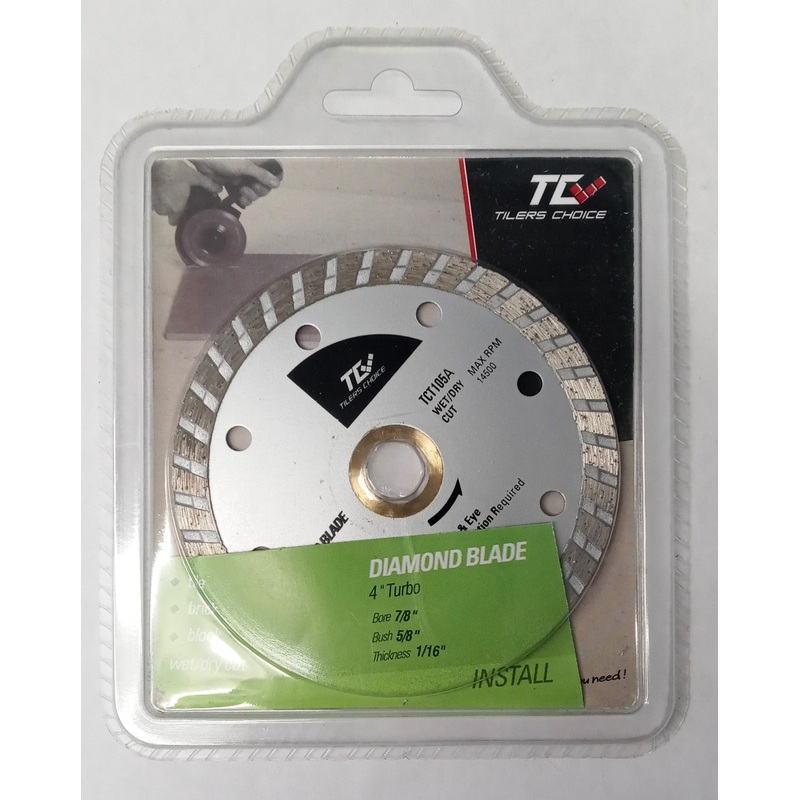 DTA TCT105A 4" Tiler's Choice Turbo Rim Diamond Blade for Tile