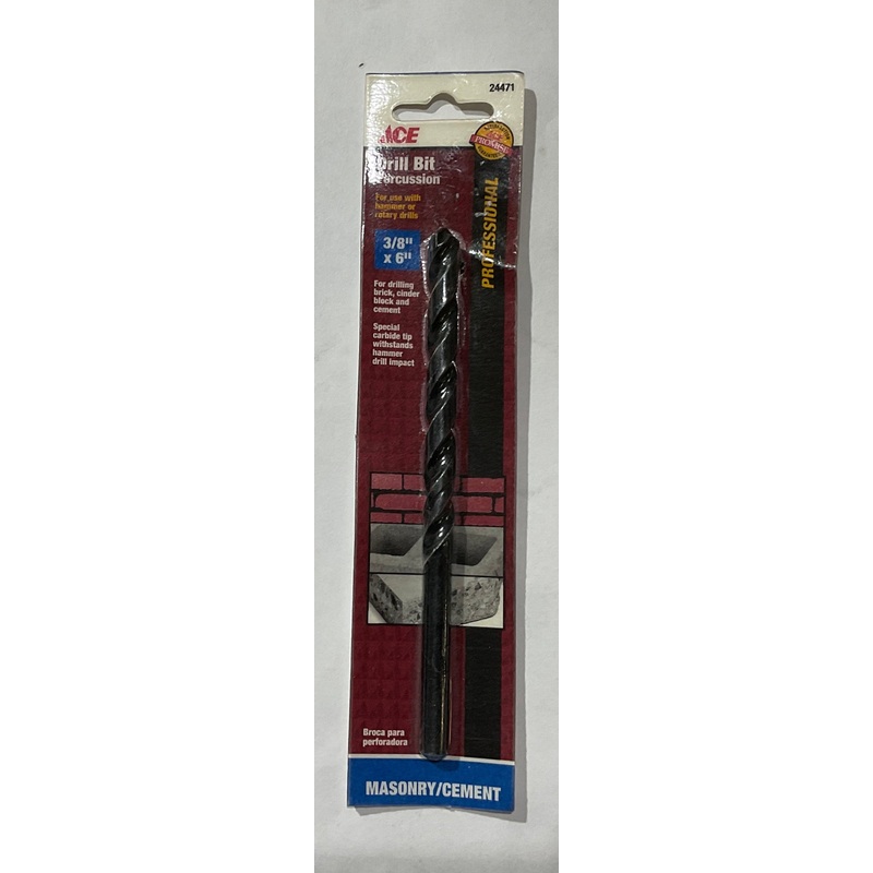 Ace 24471 3/8" x 6" carbide tip Masonry/Cement Percussion drill bit