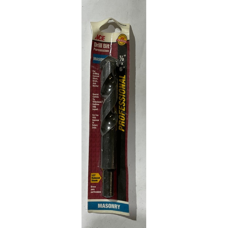 Ace ACE21515 7/8" x 6" Masonry Percussion 1/2" reduced shank Carbide tipped drill bit