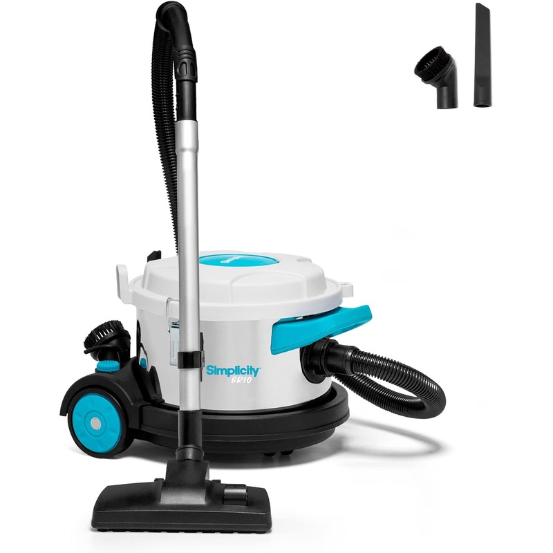 Simplicity Vacuum Brio Dry Canister Vacuum, Indoor Heavy Duty Vacuum Cleaner with Stainless Steel
