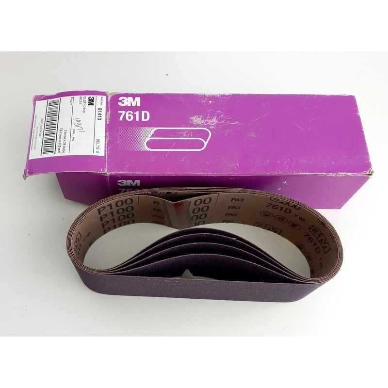 3M Cloth 761D Sanding Belts 100Y 3" W x 24" L - 81413 Purple (5 Pack)