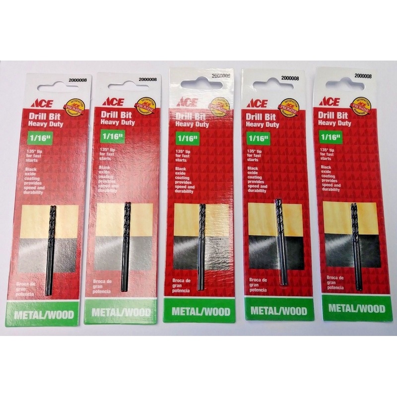 Ace 2000008 1/16" x 1.75" Heavy Duty Drill Bits For Metal / Wood 5 Packs of 2 (10 Bits)