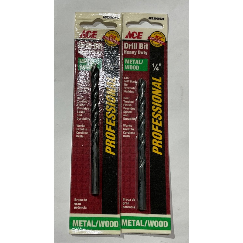 Ace 2000321 1/4" x 4" HD Metal/Wood drill bit 2pks USA