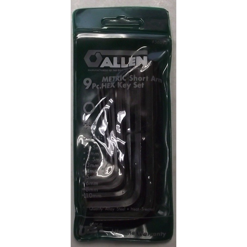 Allen 9pc Short Arm Metric Hex Key Wrench Set USA 56015