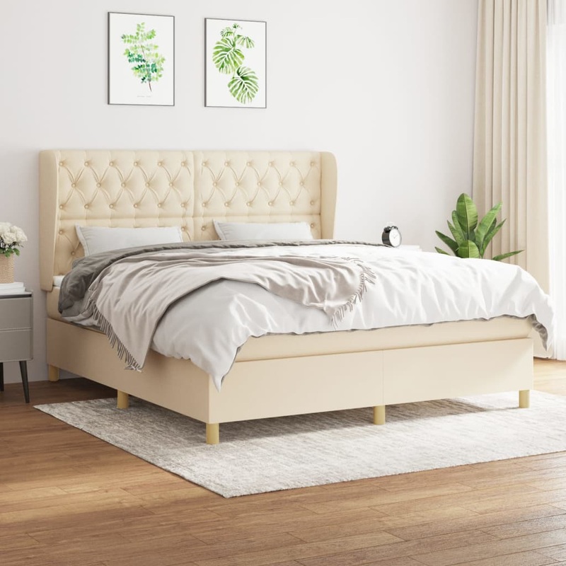 Sommier  lattes de lit avec matelas Crme 160x200 cm Tissu