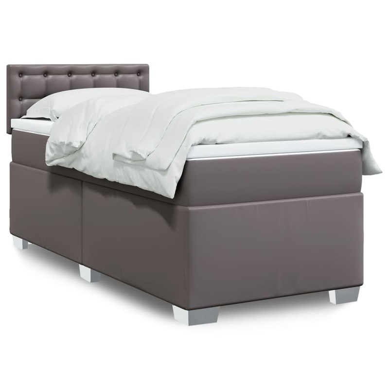 Sommier  lattes de lit avec matelas Gris 80x200 cm Similicuir